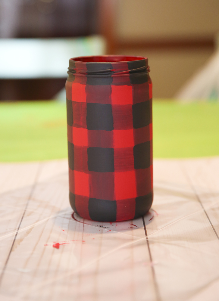 Christmas crafts - buffalo plaid Mason jar
