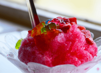 Sno-ball shaved ice dessert