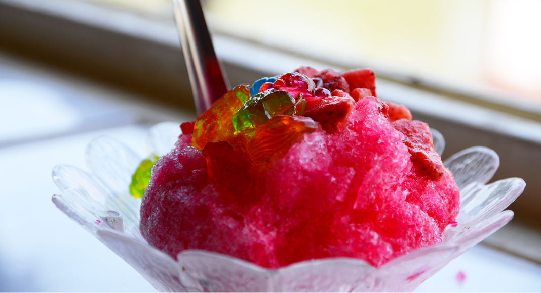 Sno-ball shaved ice dessert
